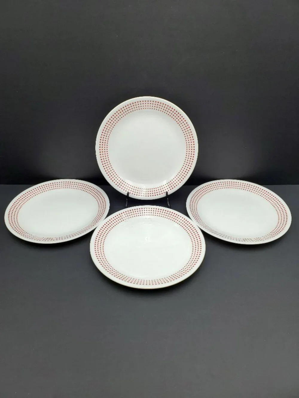 Corelle Bayside Dots Red Luncheon Plates Corning Red Polka Dot Band Salad Plates